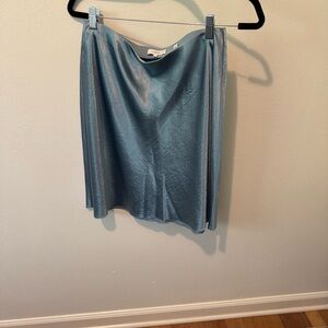 Vince Light Blue Satin Midi Skirt